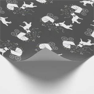 Siberian Husky Dog Baby Shower Puppy Grey Wrapping Paper