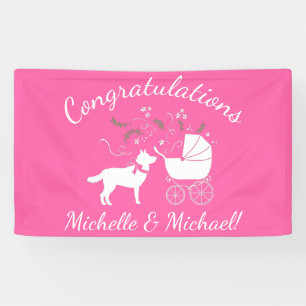 Siberian Husky Dog Baby Shower Puppy Pink Girl Banner