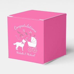 Siberian Husky Dog Baby Shower Puppy Pink Girl Favour Box