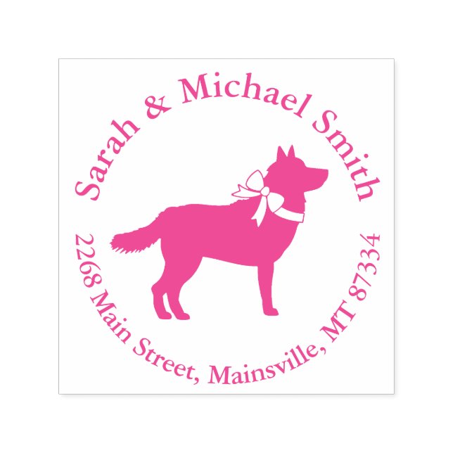 Siberian Husky Dog Baby Shower Puppy Pink Girl Self-inking Stamp (Design)