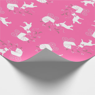 Siberian Husky Dog Baby Shower Puppy Pink Girl Wrapping Paper