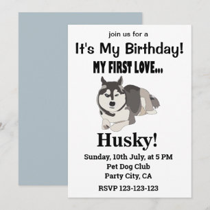 Siberian Husky Dog Birthday Siberian Husky Invitation