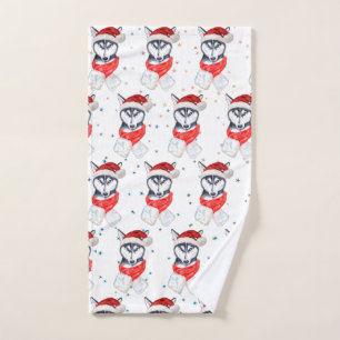 Siberian Husky Dog Breed Christmas Stars Hand Towel