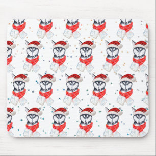 Siberian Husky Dog Breed Christmas Stars Mouse Mat