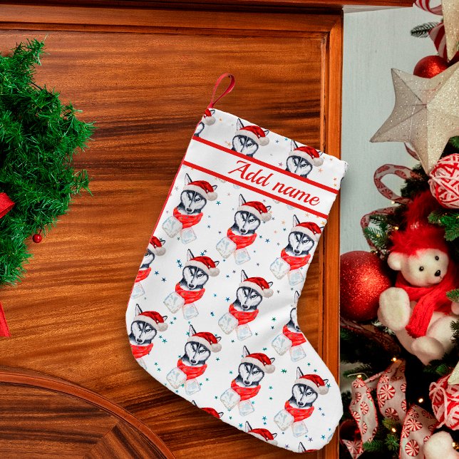 Siberian Husky Dog Breed Christmas Stars Small Christmas Stocking (Creator Uploaded)