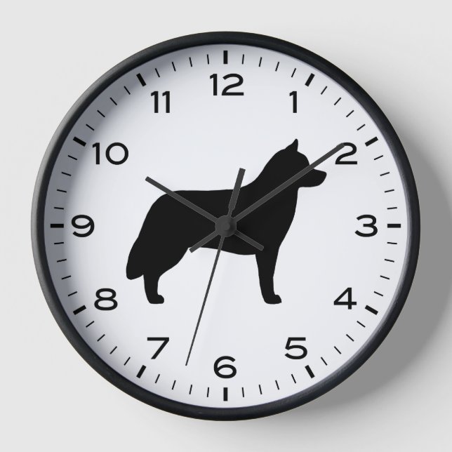 Siberian Husky Dog Breed Silhouette  Clock (Front)
