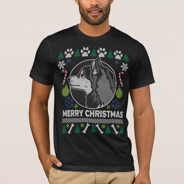 Siberian Husky Dog Breed Ugly Christmas Sweater (Front)