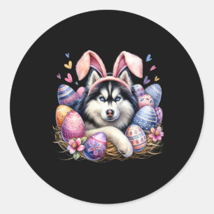 Siberian Husky Dog Bunny Ears Easter Day Classic Round Sticker
