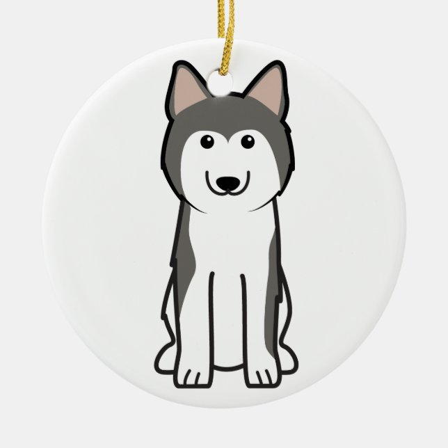Siberian Husky Dog Cartoon Ceramic Tree Decoration (Front)