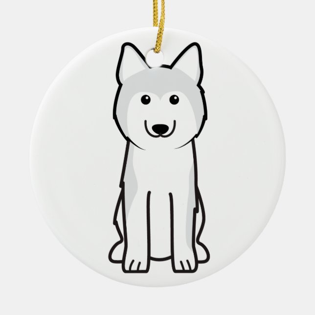 Siberian Husky Dog Cartoon Ceramic Tree Decoration (Front)