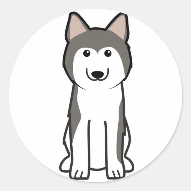 Siberian Husky Dog Cartoon Classic Round Sticker (Front)