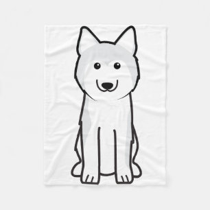 Siberian Husky Dog Cartoon Fleece Blanket