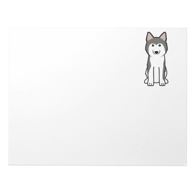 Siberian Husky Dog Cartoon Notepad (Front)