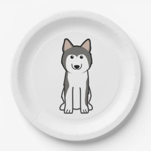 Siberian Husky Dog Cartoon Paper Plate