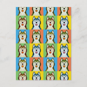 Siberian Husky Dog Cartoon Pop-Art Postcard