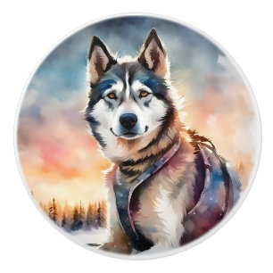 Siberian Husky Dog Ceramic Pull