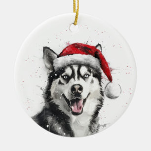 Siberian Husky Dog Christmas Personalized Ceramic Tree Decoration