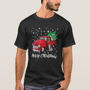 Siberian Husky Dog Christmas Red Truck Merry Xmas T-Shirt