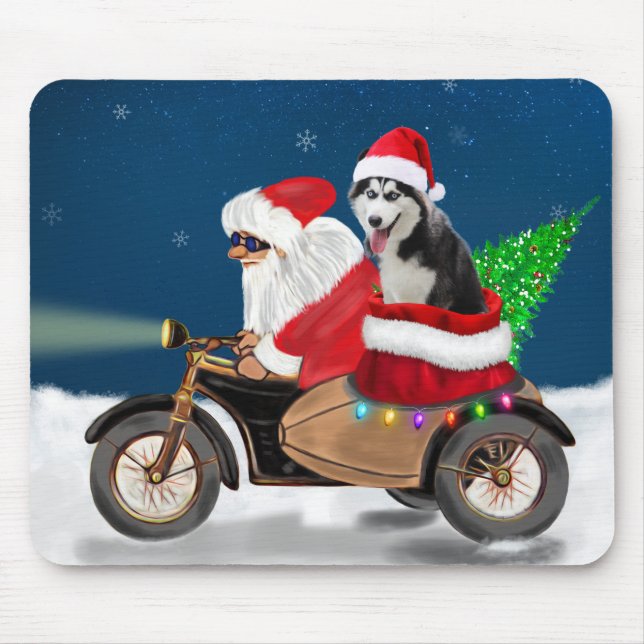 Siberian Husky Dog Christmas Santa Claus   Mouse Mat (Front)