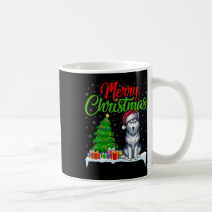 Siberian Husky Dog Christmas Tree Light Funny Xmas Coffee Mug