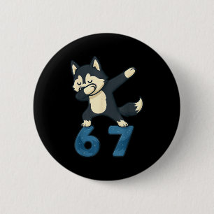 Siberian Husky Dog Dabbing 67 Meme Six Seven Funny 6 Cm Round Badge