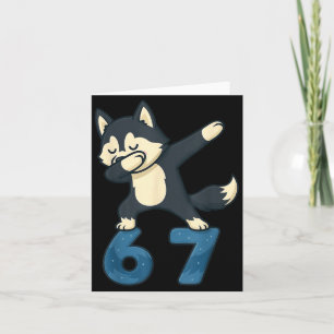 Siberian Husky Dog Dabbing 67 Meme Six Seven Funny Card