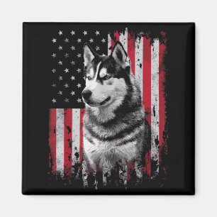 Siberian Husky Dog Dad Mum America 4th of July Magnet