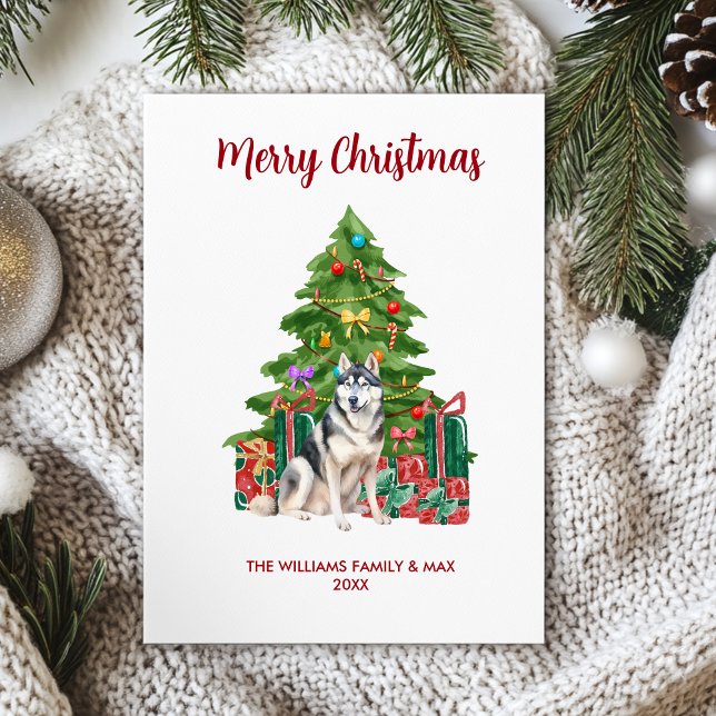 Siberian Husky Dog Family Christmas Holiday Card (Creator Uploaded)