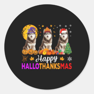 Siberian Husky Dog Halloween Christmas Hallothanks Classic Round Sticker