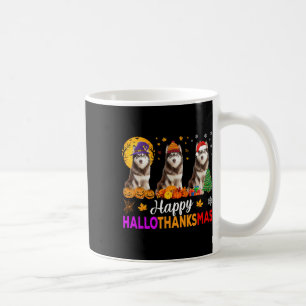 Siberian Husky Dog Halloween Christmas Hallothanks Coffee Mug