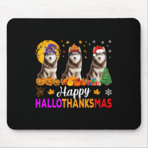 Siberian Husky Dog Halloween Christmas Hallothanks Mouse Mat