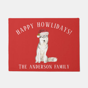 Siberian Husky Dog Happy Howlidays Christmas Doormat