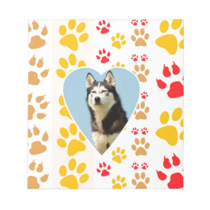 Siberian Husky Dog Heart Paws Print Notepad