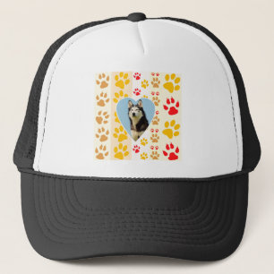 Siberian Husky Dog Heart Paws Print Trucker Hat