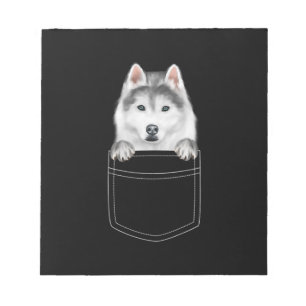 Siberian Husky Dog In Pocket  Funny Dog Lover Gift Notepad
