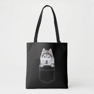 Siberian Husky Dog In Pocket Funny Dog Lover Gift Tote Bag