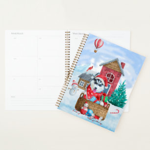 Siberian Husky Dog In snow Christmas Dog House Planner