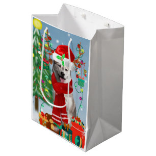 Siberian Husky Dog in Snow Christmas Medium Gift Bag