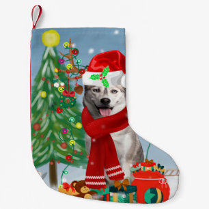 Siberian Husky Dog in Snow Christmas  Small Christmas Stocking