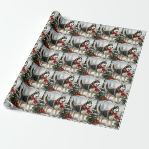 Siberian Husky Dog in Snow Christmas Wrapping Paper