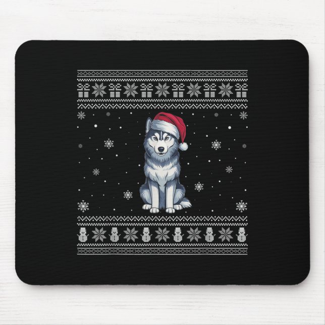 Siberian Husky Dog Lovers Men Women Santa Ugly Xma Mouse Mat (Front)