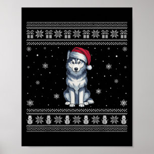 Siberian Husky Dog Lovers Men Women Santa Ugly Xma Poster
