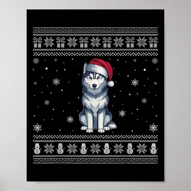 Siberian Husky Dog Lovers Men Women Santa Ugly Xma Poster (Front)