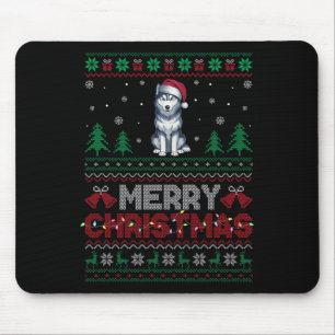 Siberian Husky Dog Lovers Santa Hat Christmas Tree Mouse Mat
