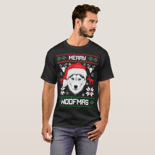 Siberian Husky Dog Merry Woofmas Christmas T-Shirt