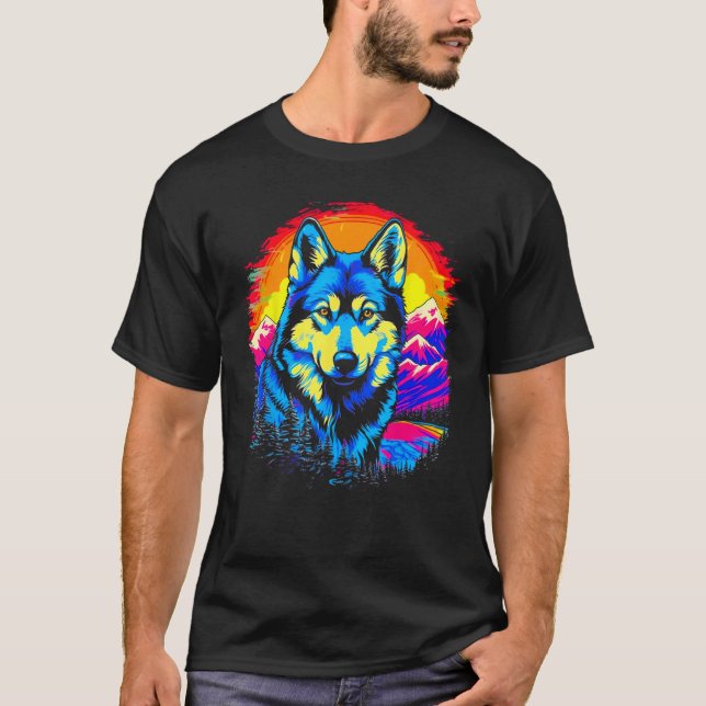 Siberian Husky Dog Mountains T-Shirt (Front)