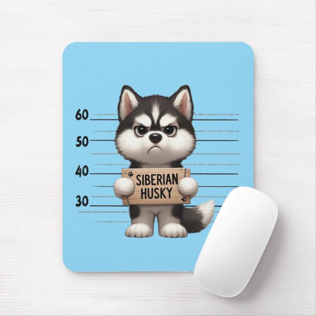 Siberian Husky Dog Mouse Mat (With Mouse)