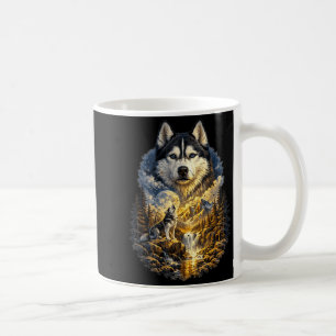 Siberian Husky Dog Nature Howling to the Moon Coffee Mug