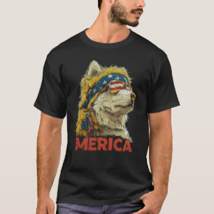 Siberian Husky Dog - Patriotic USA 4th of July Ame T-Shirt
