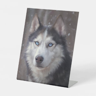 Siberian Husky Dog Pedestal Sign